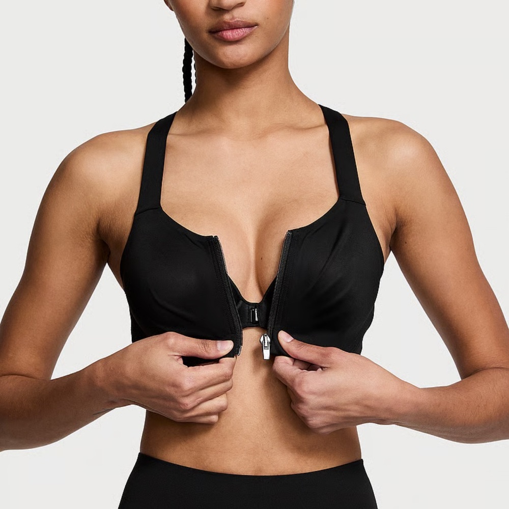 Victoria's Secret Black Front-Zip Sports Bra